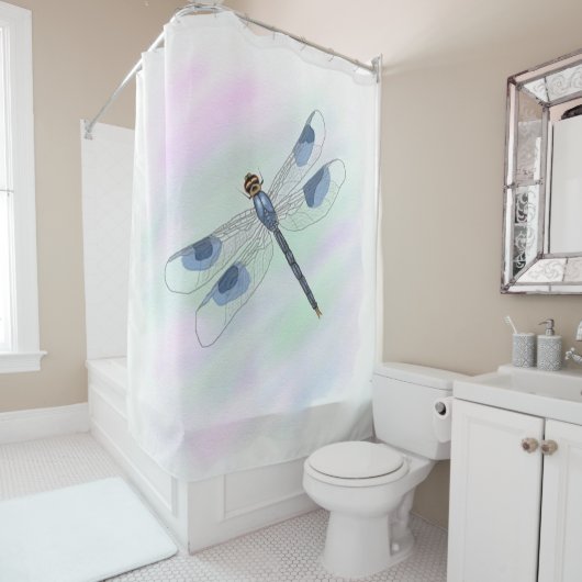Rideau de douche de libellule d'aquarelle (En situation)