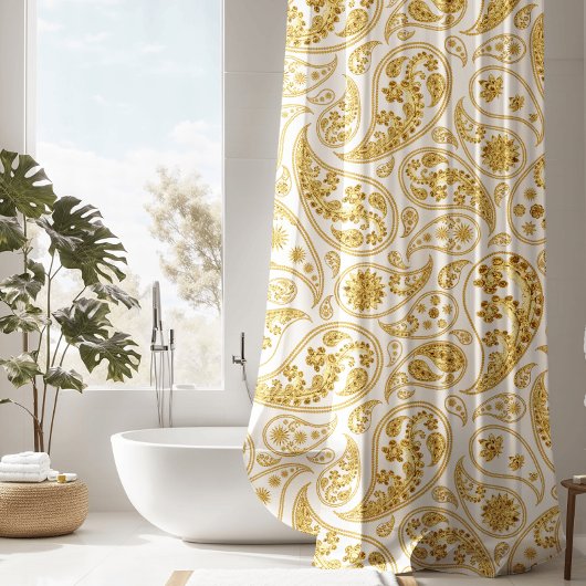 Rideau de douche de luxe Gold Paisley