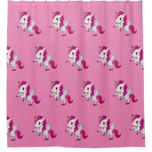 Rideau de douche de luxe Unicorne rose (Devant)