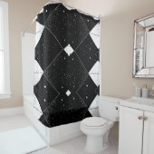 Rideau de douche de Motif géométrique noir et blan (En situation)