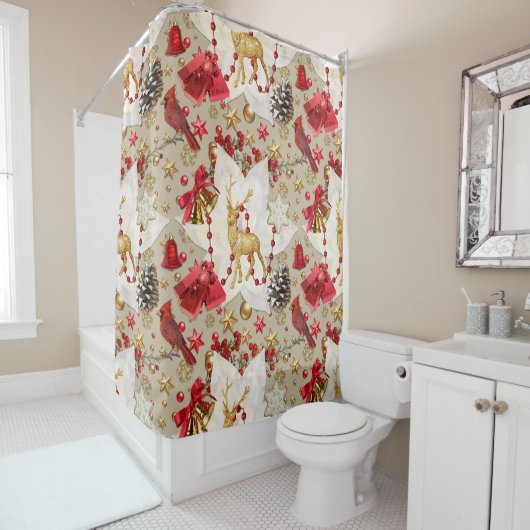 Rideau de douche de Noël (En situation)