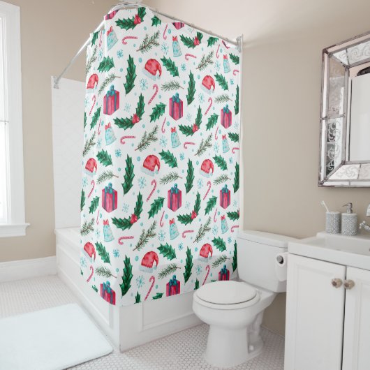 Rideau de douche de Noël (En situation)