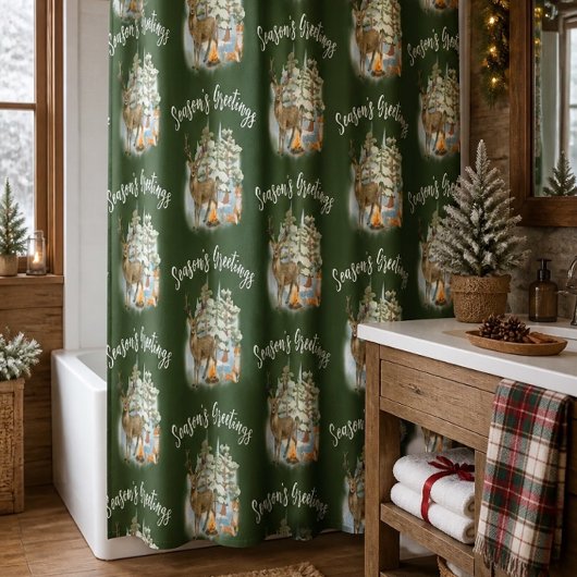 Rideau de douche de Noël Animaux de la forêt
