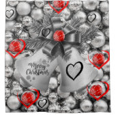 Rideau de douche de Noël, balles d'argent (Devant)