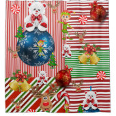 Rideau de douche de Noël, bande d'ours en peluche (Devant)