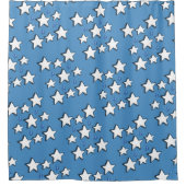 Rideau de douche de Noël bleu Etoiles blanches (Devant)