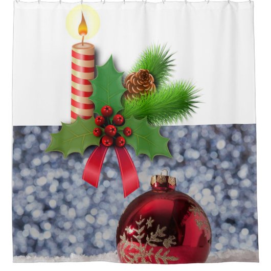 Rideau de douche de Noël, bougie (Devant)