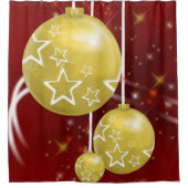 Rideau de douche de Noël, boules d'or (Devant)