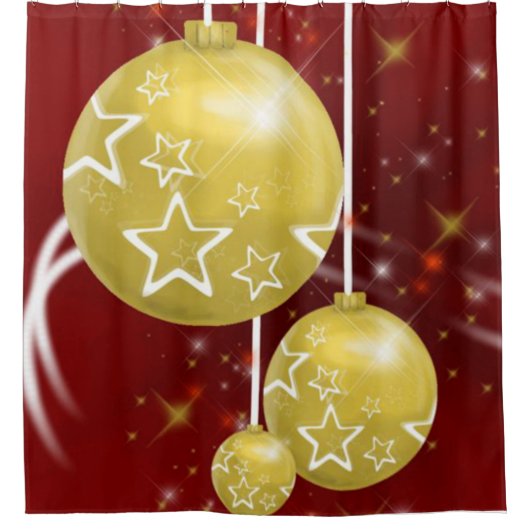 Rideau de douche de Noël, boules d'or (Devant)
