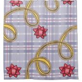 Rideau de douche de Noël, Bow rouge bleu plaid (Devant)