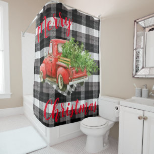 Rideau de douche de Noël Chariot rouge XMAS