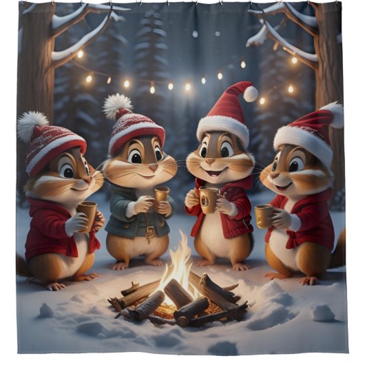 Rideau de douche de Noël Chipmunks (Devant)