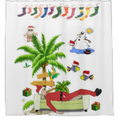 Rideau de douche de Noël, clochard de plage d'été  (Devant)