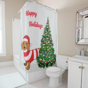 Rideau de douche de Noël Dachshund
