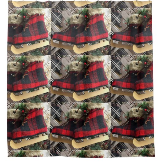 RIDEAU DE DOUCHE DE NOËL DE SKATER GLACE (Devant)