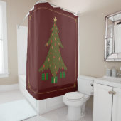 Rideau de douche de Noël doré (En situation)