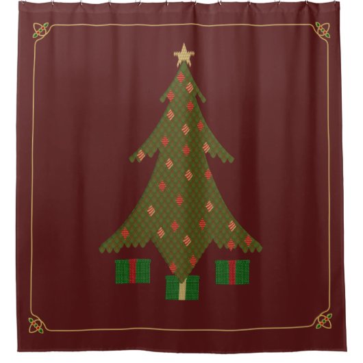 Rideau de douche de Noël doré (Devant)