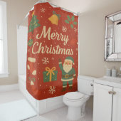 Rideau de douche de Noël et Père Noël (En situation)