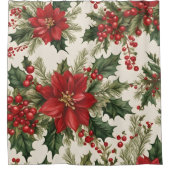Rideau de douche de Noël Holly & Berries (Devant)