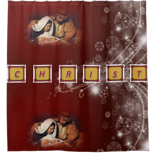 Rideau de douche de Noël, Jésus-Christ (Devant)