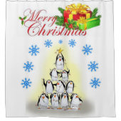 Rideau de douche de Noël, Joyeux manchot de Noël (Devant)