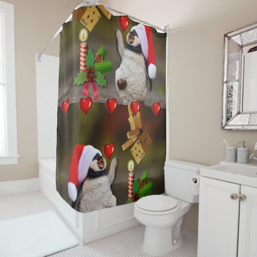 Rideau de douche de Noël, Manchot (En situation)