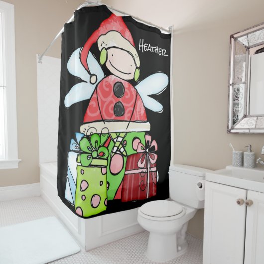 Rideau de douche de Noël père Noël (En situation)