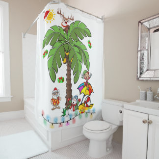 Rideau de douche de Noël, Père Noël Beach Bum
