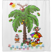 Rideau de douche de Noël, Père Noël Beach Bum (Devant)