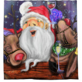 Rideau de douche de Noël Père Noël et Reindeers s' (Devant)