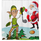 Rideau de douche de Noël, Père Noël Golf (Devant)