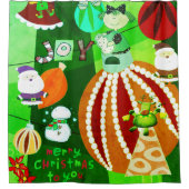 Rideau de douche de Noël, Red Green Stars Stripe (Devant)