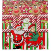 Rideau de douche de Noël, Reindeer Père Noël Snowm (Devant)