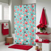 Rideau de douche de Noël rétro rose et Turquoise