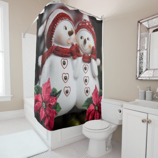 Rideau de douche de Noël, Snowman (En situation)