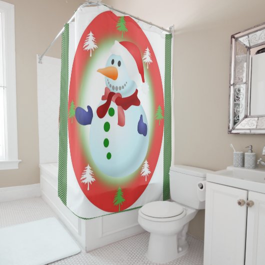 Rideau de douche de Noël, Snowman (En situation)