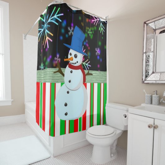 Rideau de douche de Noël, Snowman (En situation)