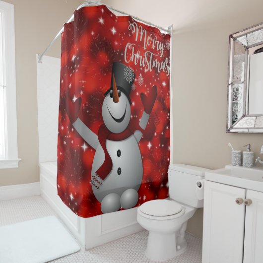 Rideau de douche de Noël, Snowman (En situation)