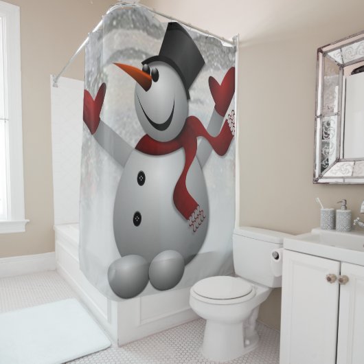 Rideau de douche de Noël, Snowman (En situation)