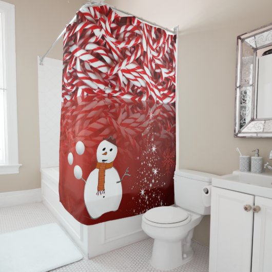 Rideau de douche de Noël, Snowman (En situation)