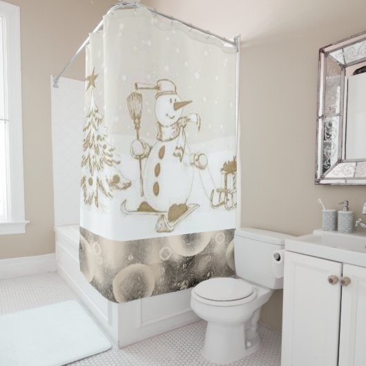 Rideau de douche de Noël, Snowman (En situation)