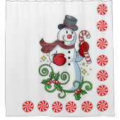 Rideau de douche de Noël, Snowman, Menthe poivrée (Devant)