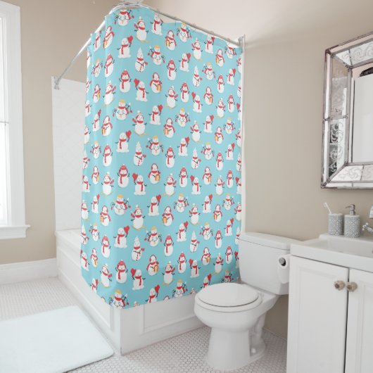Rideau de douche de Noël Snowmen (En situation)
