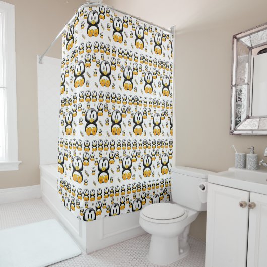 Rideau de douche de pingouin (En situation)