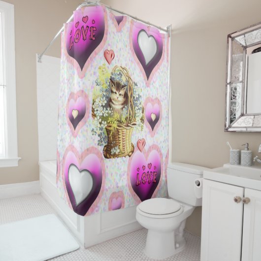 Rideau de douche de Saint Valentin (En situation)