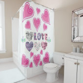 Rideau de douche de Saint Valentin (En situation)