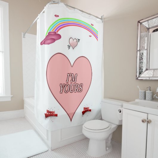 Rideau de douche de Saint Valentin (En situation)