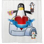 Rideau de douche de Saint Valentin, Penguin (Devant)