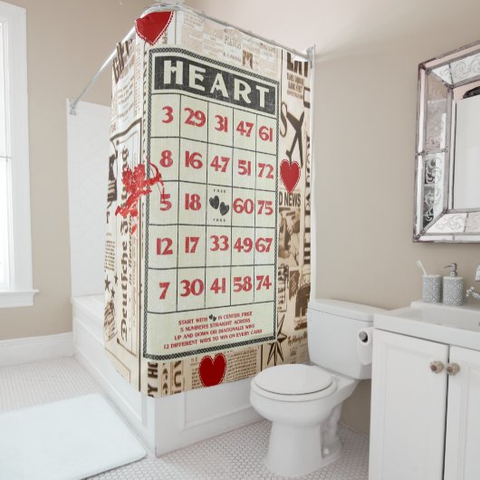 Rideau de douche de Saint Valentin, Vintage (En situation)