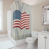 Rideau de douche de salle de bain de drapeau améri (En situation)